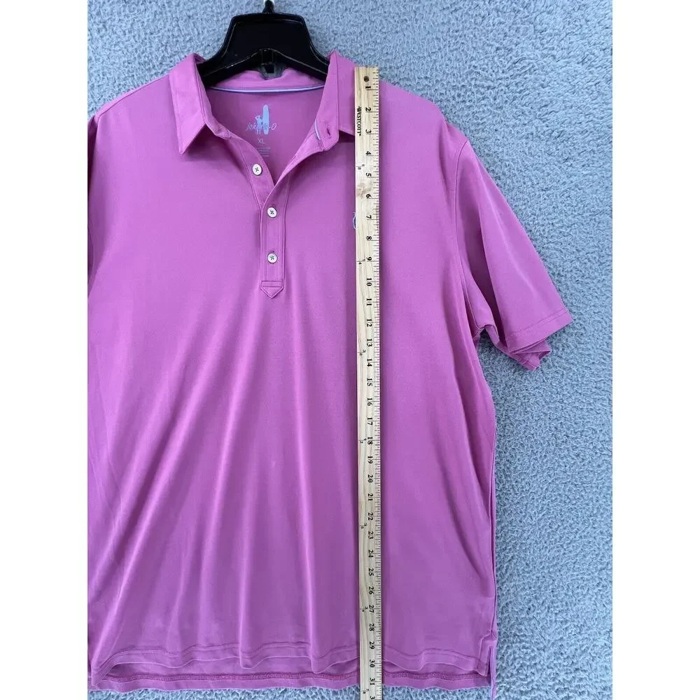 Johnnie O Polo Short Sleeve Golf Beach Surf Salmon Pink Stretch‎ Mens XL Logo